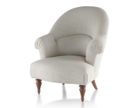 Fauteuil crapaud avec accoudoirs pieds bois teinte noyer et tissu beige naturel moyen dossier Fauteuil crapaud avec accoudoirs pieds bois teinte noyer et tissu beige naturel moyen dossier