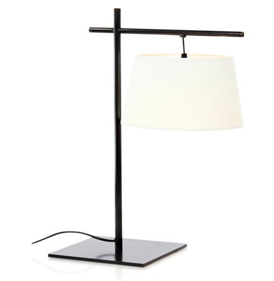 Lampe a poser équerre noire abat jour ivoire