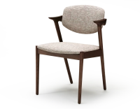 Scandinavian chair dark brown stained wood with fusion fabric seat. Scandinavian chair dark brown stained wood with fusion fabric seat.
