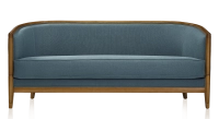 Canapé ancien 3 places accoudoirs moulurés bois teinte ancienne et tissu bleu océan Canapé ancien 3 places accoudoirs moulurés bois teinte ancienne et tissu bleu océan
