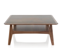 Table basse carré en noyer et céramique bois teinte naturelle plateau céramique brun oxydé 100x100 cm Table basse carré en noyer et céramique bois teinte naturelle plateau céramique brun oxydé 100x100 cm
