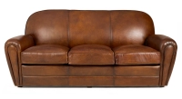 Canapé club cuir 3 places marron vintage accoudoirs passepoil Canapé club cuir 3 places marron vintage accoudoirs passepoil