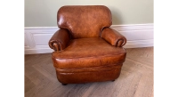 Fauteuil club cuir marron clair Fauteuil club cuir marron clair