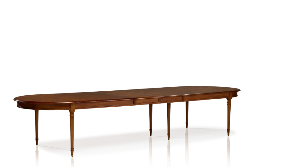 Table extensible Louis XVI allongée pour 14 à 20 personnes bois teinte ancienne avec 4 allonges 310x120 cm Table extensible Louis XVI allongée pour 14 à 20 personnes bois teinte ancienne avec 4 allonges 310x120 cm