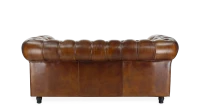Canapé chesterfield cuir marron vintage - 2 places