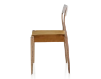 Chaise scandivave bois teinte noyer assise tissu velours bronze