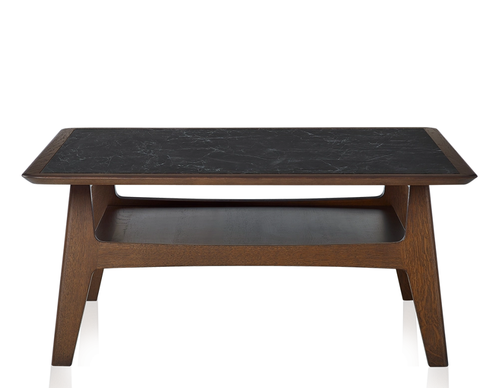Square coffee table in oak and ceramic with dark brown stained wood and slate effect ceramic top 100x100 cm Square coffee table in oak and ceramic with dark brown stained wood and slate effect ceramic top 100x100 cm