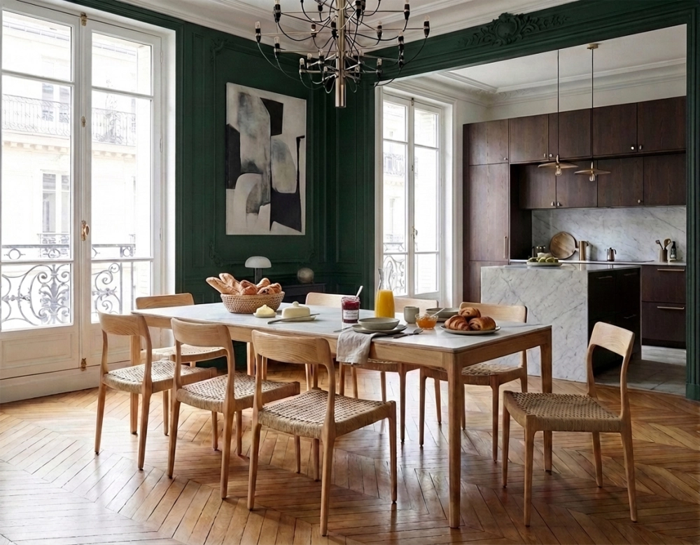 Chaise scandinave bois teinte naturelle assise corde