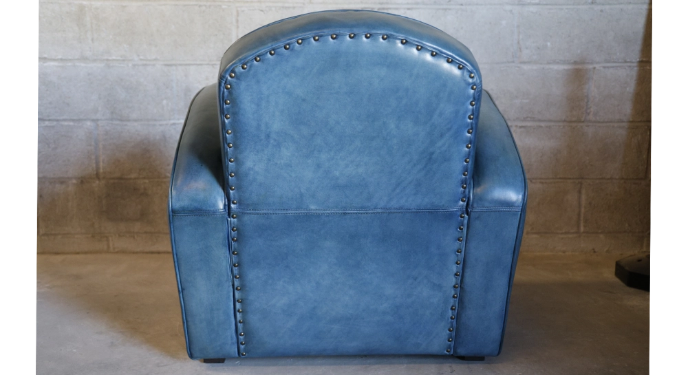 Fauteuil club cuir bleu