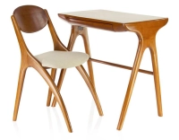 Bureau scandinave petit modèle bois teinte merisier L80 cm Bureau scandinave petit modèle bois teinte merisier L80 cm