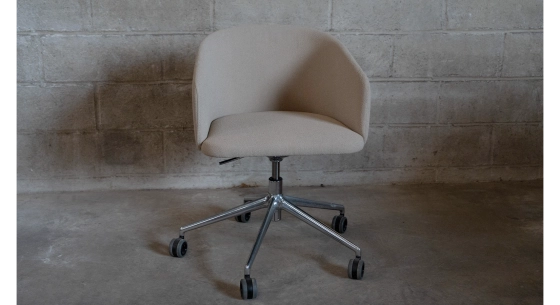 Oak chair design wood stained in xxxxx, seat upholstered in xxxxxx.