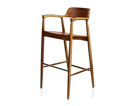 Tabouret de bar h80 cm bois teinte merisier