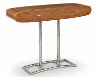 Consola art déco de dos cajones métal et bois teinte merisier