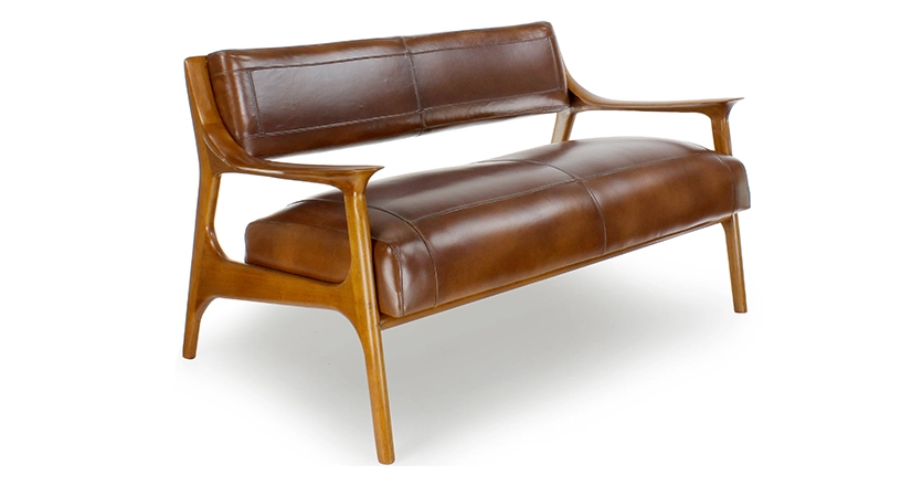 Canapé scandinave cuir 2 places marron vintage Canapé scandinave cuir 2 places marron vintage