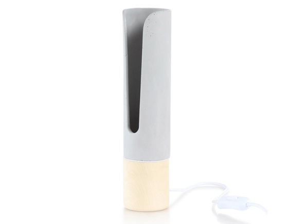 Lampe à poser en bois et béton