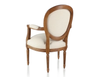Fauteuil ancien style Louis XVI bois teinte ancienne et tissu chevron beige Fauteuil ancien style Louis XVI bois teinte ancienne et tissu chevron beige