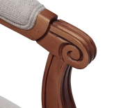 Fauteuil ancien style Louis XVI bois teinte ancienne et tissu beige naturel Fauteuil ancien style Louis XVI bois teinte ancienne et tissu beige naturel