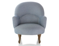 Fauteuil crapaud avec accoudoirs pieds bois teinte noyer et tissu chevron bleu Fauteuil crapaud avec accoudoirs pieds bois teinte noyer et tissu chevron bleu