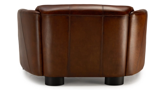 Canapé club cuir 2 places marron vintage