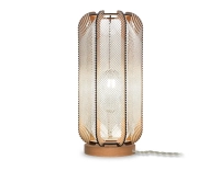 Lampe sur socle en bois et fil de coton tressage croisé Lampe sur socle en bois et fil de coton tressage croisé