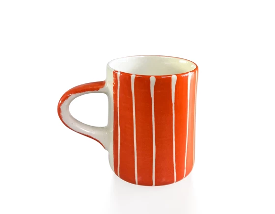 Tasse à café en céramique striée orange