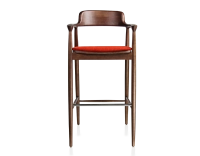 Bar stool h80 cm wood stained dark brown seat burnt orange fabric Bar stool h80 cm wood stained dark brown seat burnt orange fabric