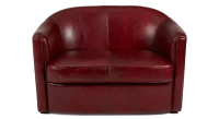 Sofá club de piel de 2 plazas rojo carmín