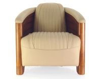 Fauteuil club bois et cuir beige Fauteuil club bois et cuir beige