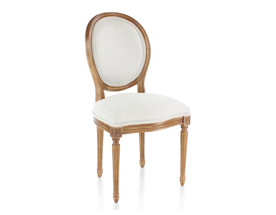 Chaise ancienne style Louis XVI bois teinte ancienne et tissu beige naturel