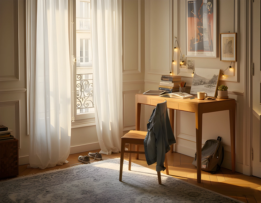 Bureau design en chêne teinte naturelle L120 cm Bureau design en chêne teinte naturelle L120 cm