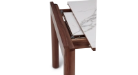 Table extensible 8 à 12 personnes en noyer et céramique allonges céramique bois teinte naturelle et céramique effet marbre blanc m1 160x100 cm Table extensible 8 à 12 personnes en noyer et céramique allonges céramique bois teinte naturelle et céramique effet marbre blanc m1 160x100 cm