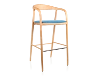 Bar stool h80 cm natural tint blue jean fabric seat natural wood stain and denim fabric Bar stool h80 cm natural tint blue jean fabric seat natural wood stain and denim fabric