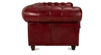 Sofá Chesterfield de piel 2 plazas rojo carmín reposabrazos con tachuelas