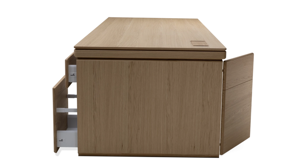 Bureau de direction chêne teinte naturelle plateau bois 250x100 Bureau de direction chêne teinte naturelle plateau bois 250x100