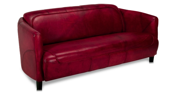 Canapé club cuir 3 places rouge carmin