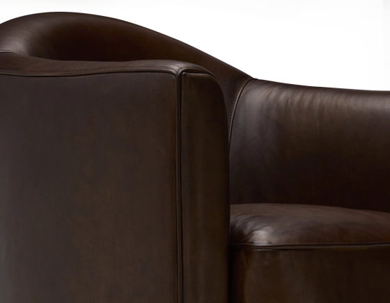 Leather club armchair dark brown