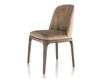 Designer chair dark brown stained wood and light taupe velvet fabric Designer chair dark brown stained wood and light taupe velvet fabric