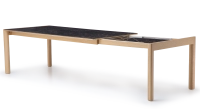 Extending table for 8 to 14 people in oak and ceramic with ceramic extensions natural wood finish and black marble-effect ceramic m2 210x100 cm Extending table for 8 to 14 people in oak and ceramic with ceramic extensions natural wood finish and black marble-effect ceramic m2 210x100 cm