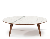 Table basse ronde F1 en noyer et céramique bois teinte naturelle plateau céramique effet marbre blanc m1 90x90x30 cm Table basse ronde F1 en noyer et céramique bois teinte naturelle plateau céramique effet marbre blanc m1 90x90x30 cm