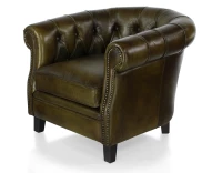 Fauteuil chesterfield cuir vert olive