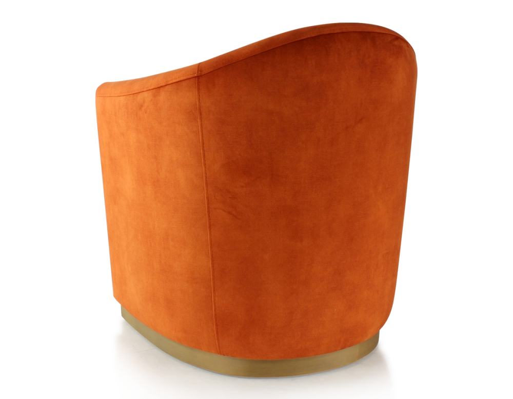 Fauteuil club tissu tissu velours terracotta socle bois effet laiton Fauteuil club tissu tissu velours terracotta socle bois effet laiton