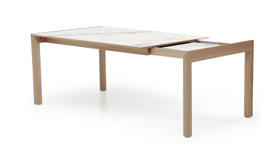 Table extensible 8 à 12 personnes en chêne et céramique allonges céramique bois teinte naturelle et céramique effet marbre blanc m1 160x100 cm Table extensible 8 à 12 personnes en chêne et céramique allonges céramique bois teinte naturelle et céramique effet marbre blanc m1 160x100 cm
