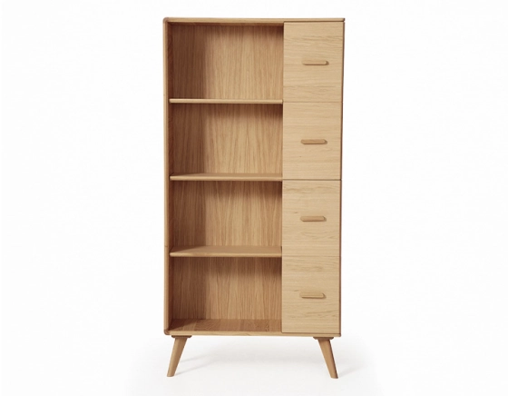 Oak bookcase natural wood finish