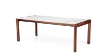 Table extensible 8 à 12 personnes en noyer et céramique allonges céramique bois teinte naturelle et céramique effet marbre blanc m1 160x100 cm Table extensible 8 à 12 personnes en noyer et céramique allonges céramique bois teinte naturelle et céramique effet marbre blanc m1 160x100 cm
