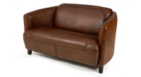 Canapé club cuir 2 places marron vintage Canapé club cuir 2 places marron vintage
