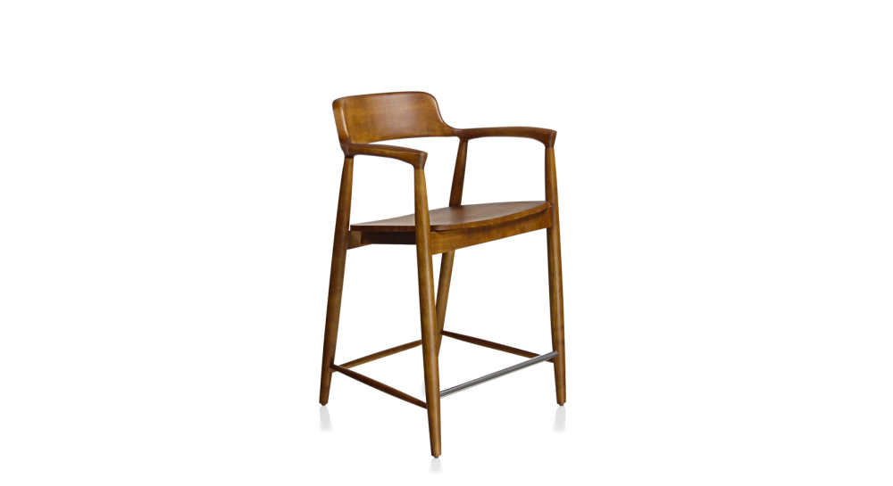 Tabouret de bar H60 cm bois teinte merisier