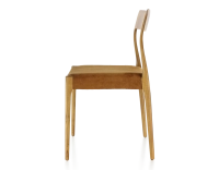 Chaise scandinave bois teinte merisier assise tissu velours bronze Chaise scandinave bois teinte merisier assise tissu velours bronze