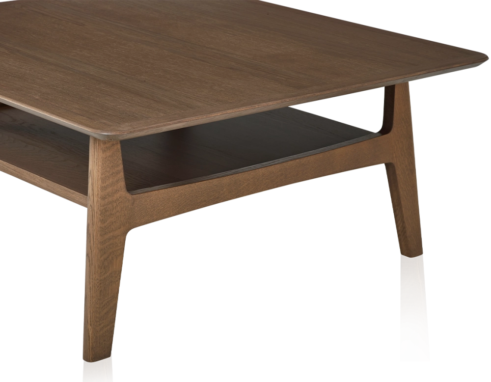 Square oak coffee table walnut stain 100x100 cm 100x100 cm Square oak coffee table walnut stain 100x100 cm 100x100 cm