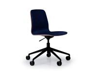 Chaise de bureau design pied métal noir à roulette assise tissu bleu profond Chaise de bureau design pied métal noir à roulette assise tissu bleu profond