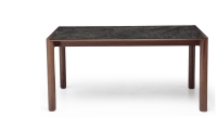Extending table for 8 to 14 people in walnut and ceramic with ceramic extensions natural wood finish and grey marble-effect ceramic 210x100 cm Extending table for 8 to 14 people in walnut and ceramic with ceramic extensions natural wood finish and grey marble-effect ceramic 210x100 cm